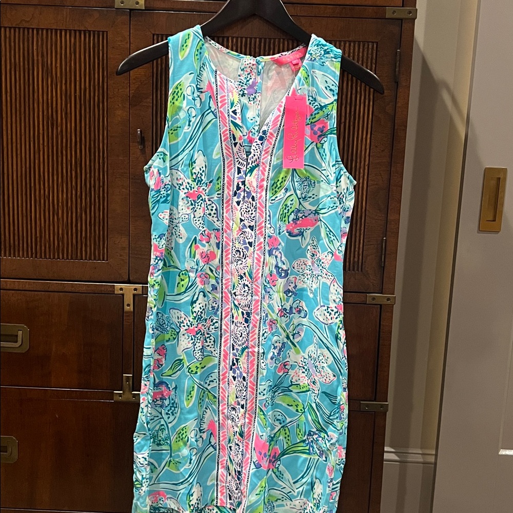 Lilly Pulitzer Tropical Print Dress in Blue and Pink